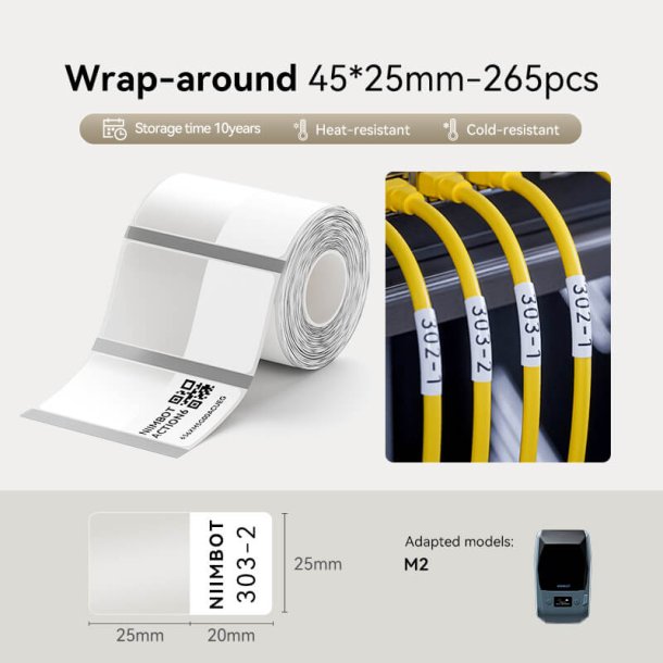 KABEL HVID - 45 X 25 MM - 265 STK.