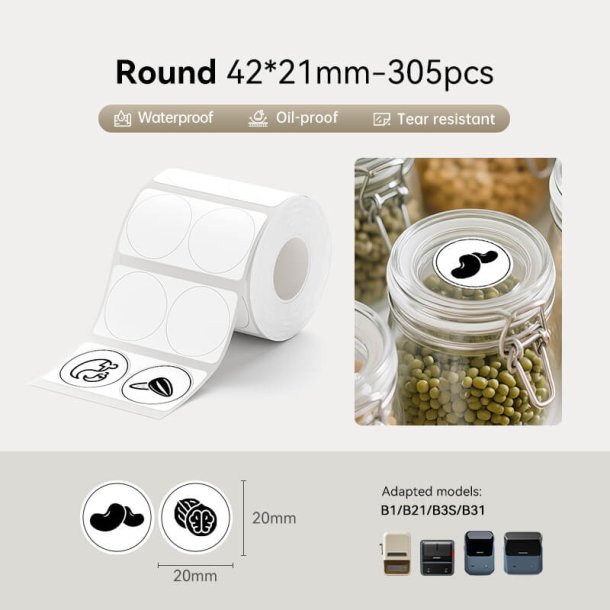 HVID RUND (42 X 21 MM) - 110 STK.