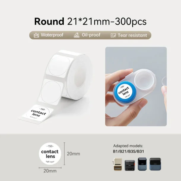 HVID RUND (21 X 21 MM) - 300 STK.