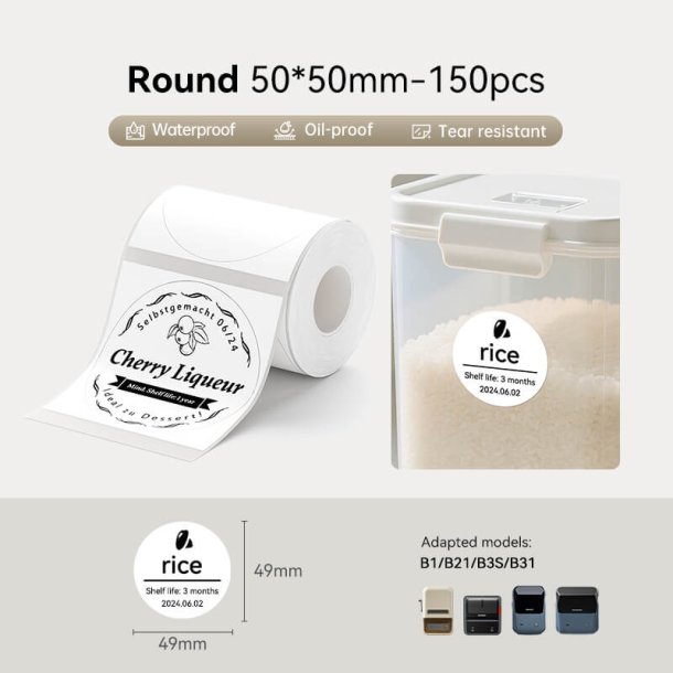 HVID RUND (50 X 50 MM) - 150 STK.