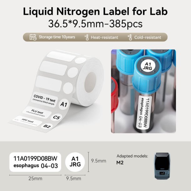 LABORATORIE LABEL HVID  - 36,5 X 9,5 MM - 385 STK.