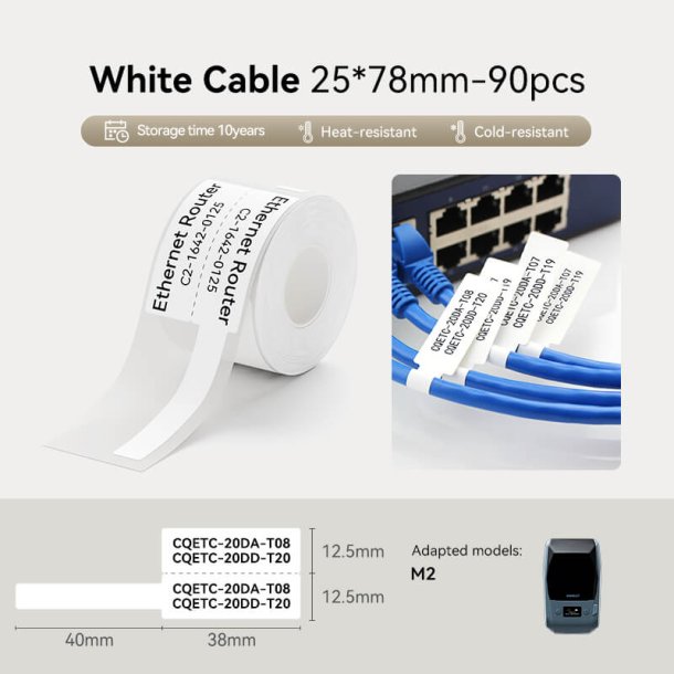 KABEL HVID - 25 X 78 MM - 80 STK.