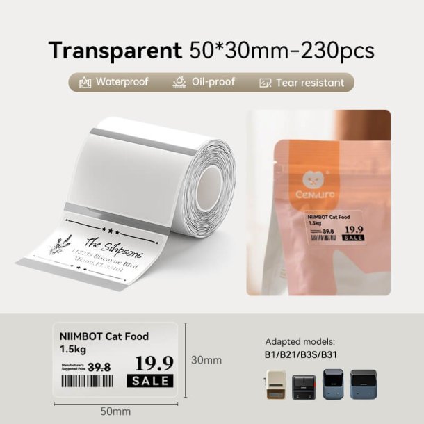 KLAR 50 X 30 MM - 230 STK.