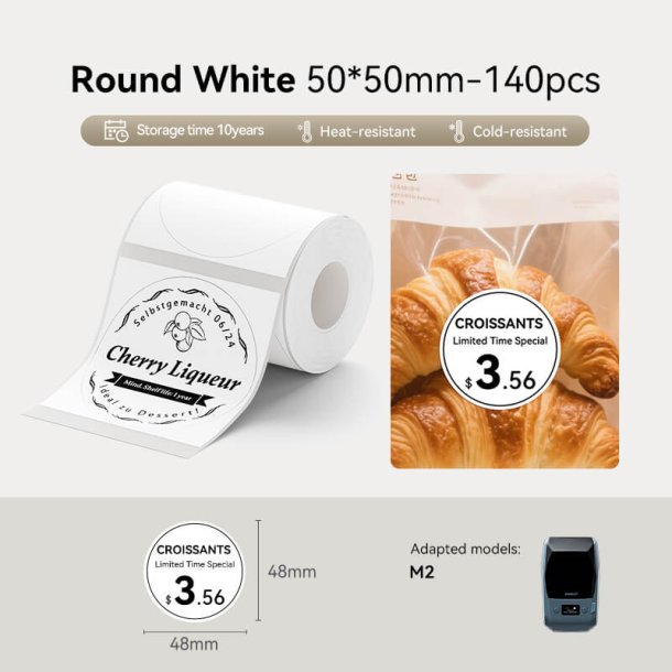 HVID RUND - 50 X 50 MM - 140 STK.