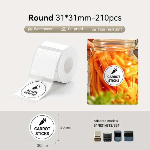 HVID RUND (31 X 31 MM) - 210 STK.