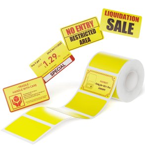 GUL SORT/R�D PRINT 50 X 30 MM - 230 STK.