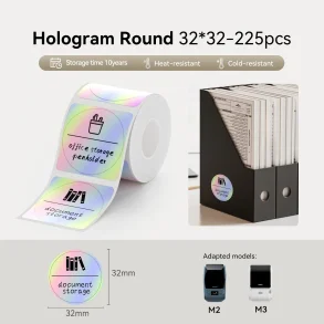 S�LV (HOLOGRAFISK) RUND - 32 X 32 MM - 225 STK.