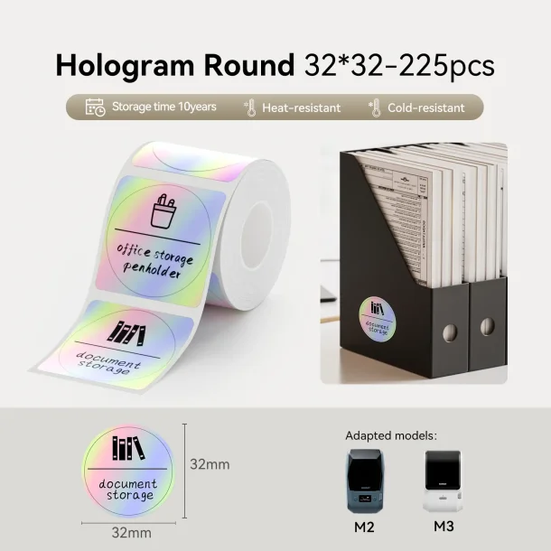 S�LV (HOLOGRAFISK) RUND - 32 X 32 MM - 225 STK.