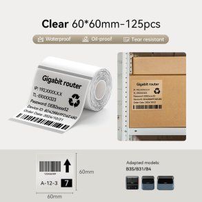 60 X 60 MM - 95 STK. Rive - Vand & Oliefaste PET Labels