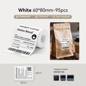 60 X 80 MM - 95 STK. Rive - Vand & Oliefaste PET Labels