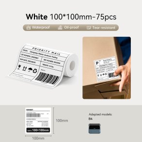 100 X 100 MM - 75 STK. Rive - Vand & Oliefaste PET Labels