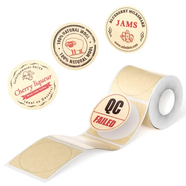 GULD SORT/R�D PRINT RUND (34 X 34 MM) - 205 STK.